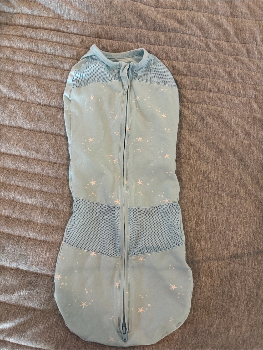 Baby Sleep Swaddle Sack in Light Blue with Star Print